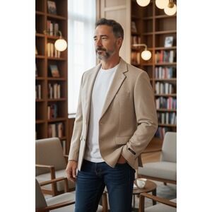 Joseph & Lyman Bloomingdales Cashmere Tan Blazer 46R L/XL Union Made in the USA